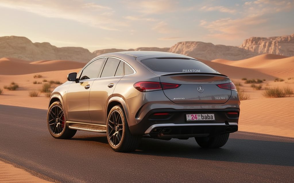 Mercedes Gle63 2021 Grey rear view showing taillights – rental in Dubai