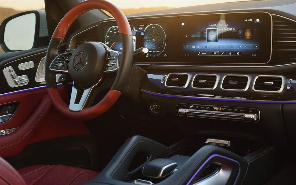 Mercedes Gls450 2023 interior view showing trim – rental in Dubai