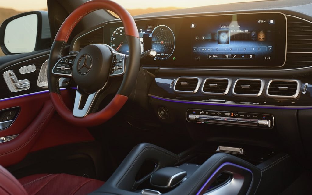 Mercedes Gls450 2023 interior view showing trim – rental in Dubai