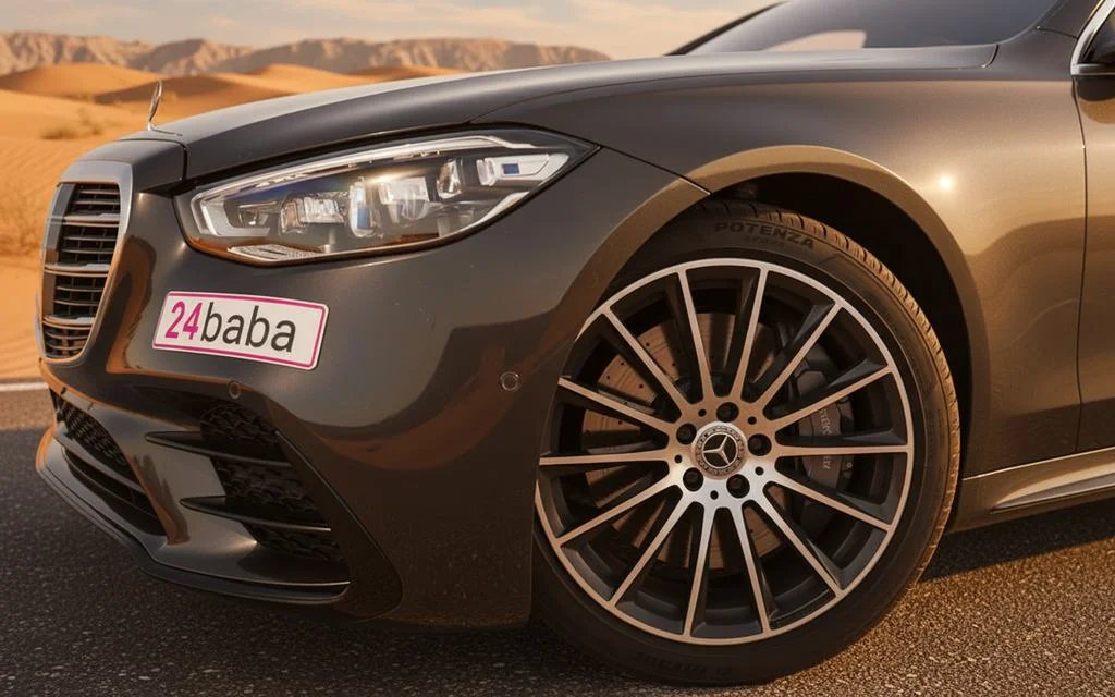 Mercedes S500 2021 alloy wheel close up – rental in Dubai