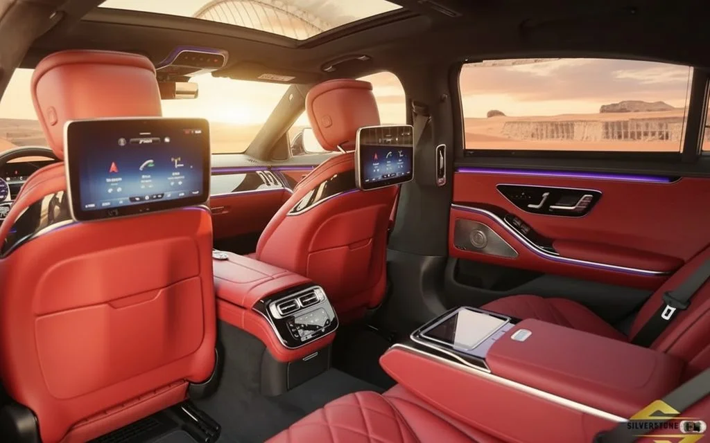 Mercedes S500 2021 leather seats and cabin – rental in Dubai