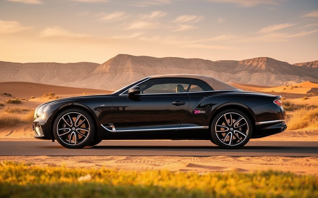 Bentley ContinentalGt Gtc 2023 Black side profile – rental in Dubai