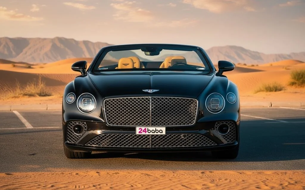 Bentley ContinentalGt Gtc 2023 Black front view with headlights – rental in Dubai