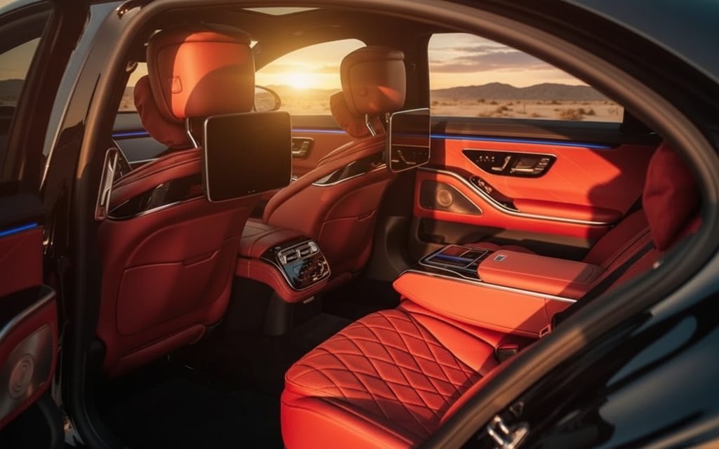 Mercedes S500 2022 leather seats and cabin – rental in Dubai