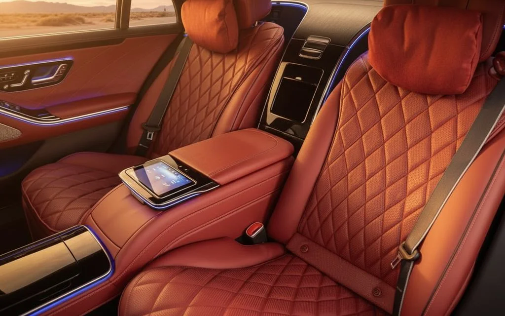 Mercedes S580 2024 leather seats and cabin – rental in Dubai