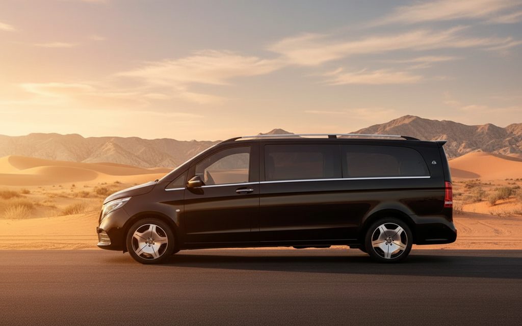 Mercedes V Class 2023 Black side profile – rental in Dubai