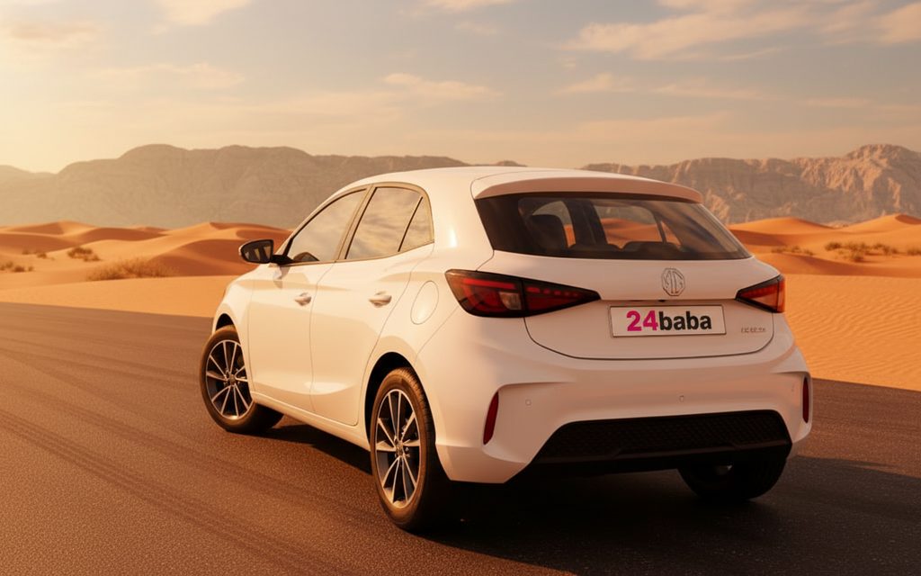 Mg 3 2025 White rear view showing taillights – rental in Dubai