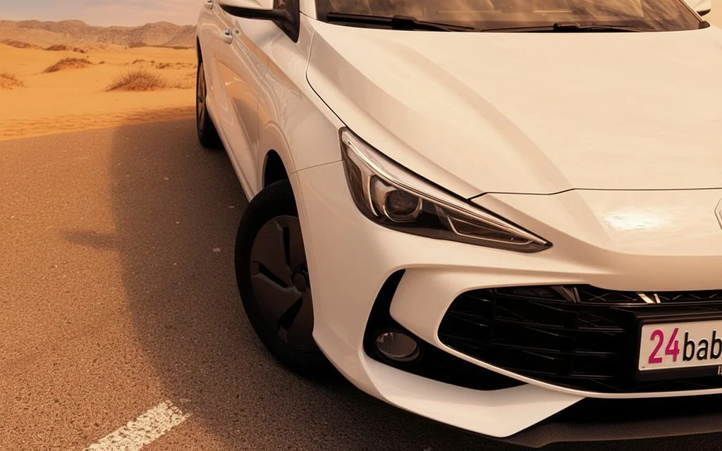 Mg 3 2025 White front view with headlights – rental in Dubai