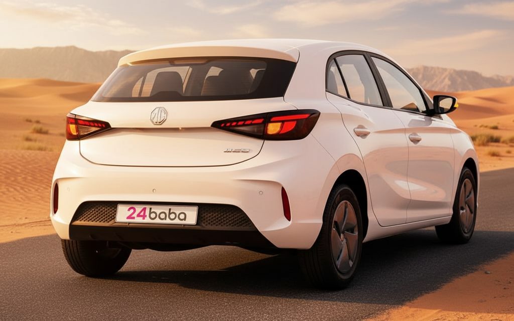 Mg 3 2025 White rear view showing taillights – rental in Dubai
