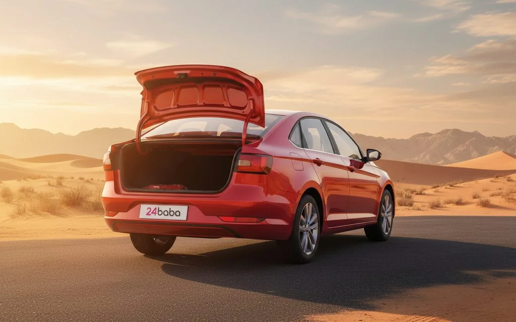 Mg 5 2023 Red rear view showing taillights – rental in Dubai