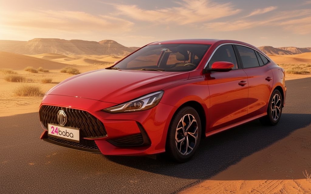 Mg Gt 2024 Red front view with headlights – rental in Dubai