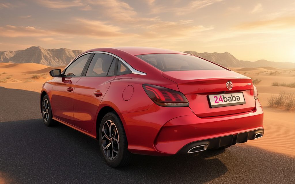 Mg Gt 2024 Red rear view showing taillights – rental in Dubai