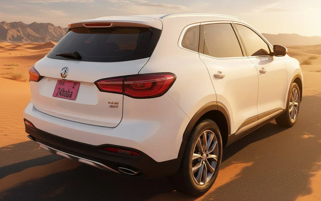 Mg Hs 2020 White rear view showing taillights – rental in Dubai