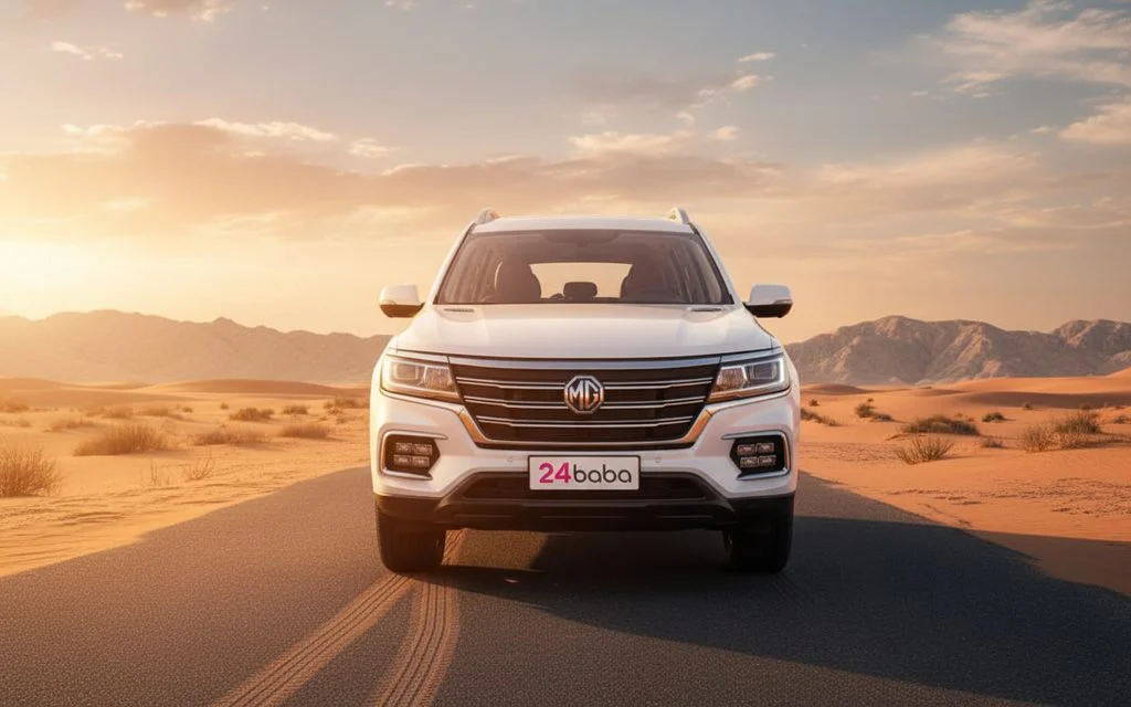 Mg Rx8 2023 White front view with headlights – rental in Dubai