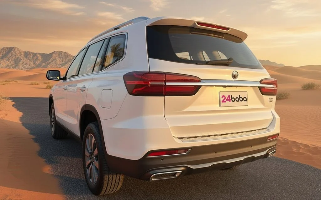 Mg Rx8 2023 White rear view showing taillights – rental in Dubai