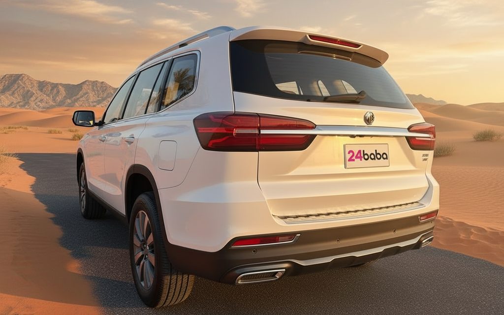 Mg Rx8 2023 White rear view showing taillights – rental in Dubai