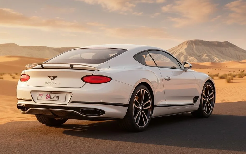 Bentley ContinentalGt Gtc 2025 White rear view showing taillights – rental in Dubai