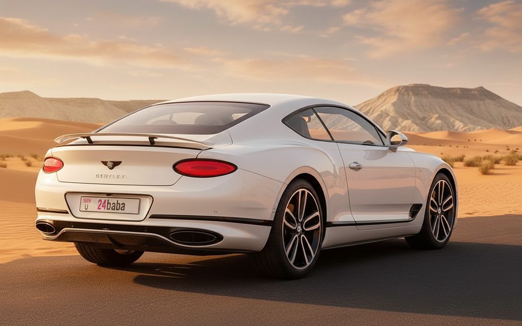 Bentley ContinentalGt Gtc 2025 White rear view showing taillights – rental in Dubai