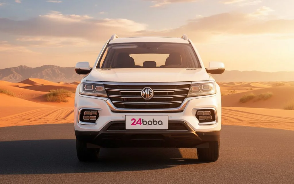 Mg Rx8 2024 White front view with headlights – rental in Dubai