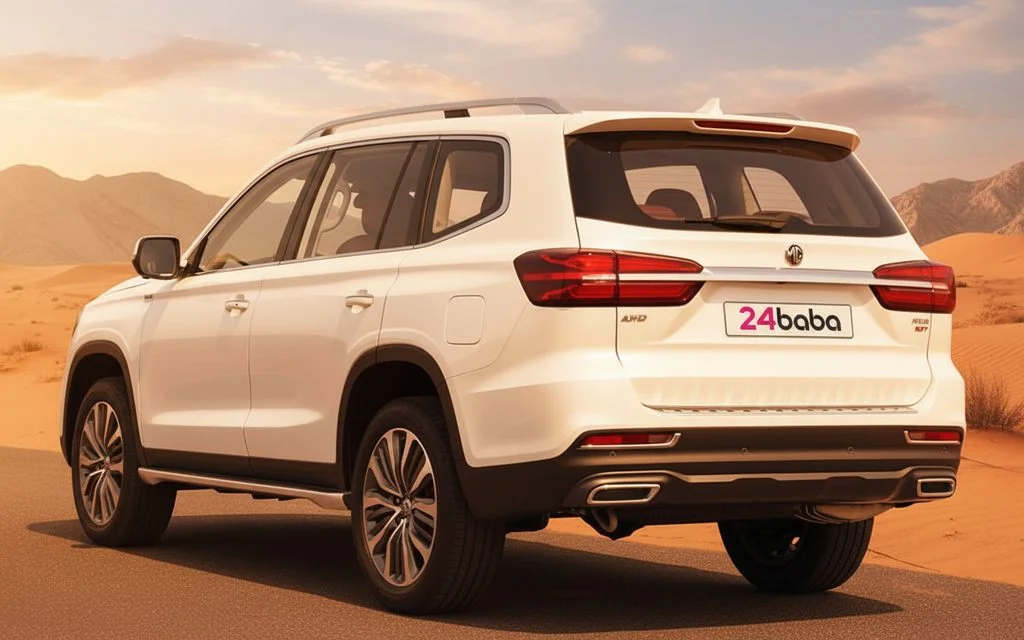 Mg Rx8 2024 White rear view showing taillights – rental in Dubai