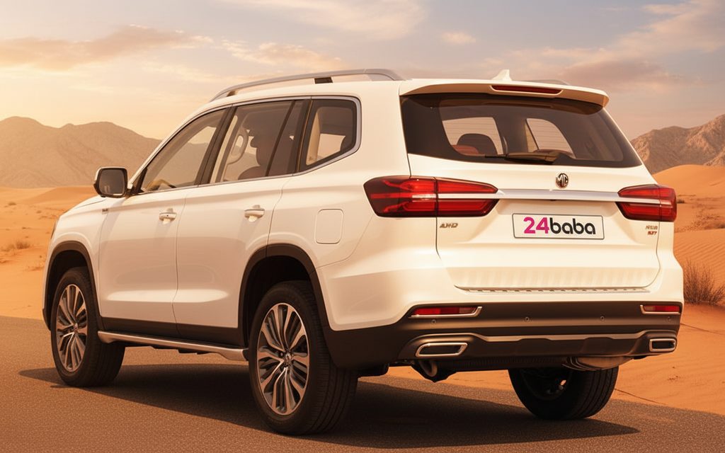 Mg Rx8 2024 White rear view showing taillights – rental in Dubai