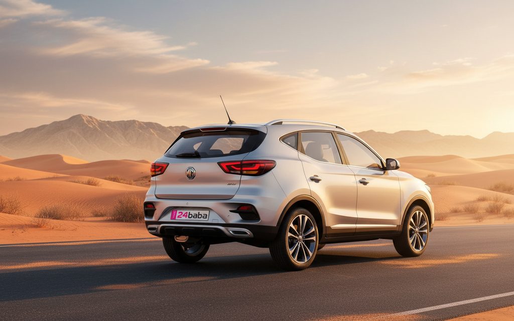 Mg Zs 2023 Silver rear view showing taillights – rental in Dubai