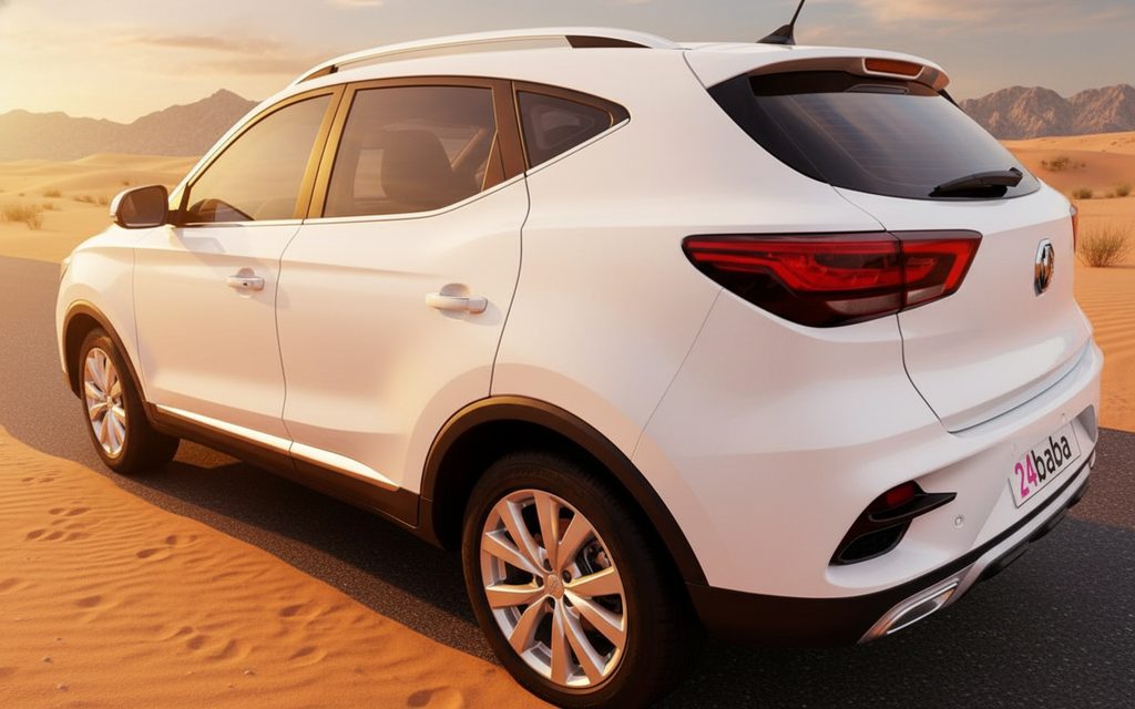 Mg Zs 2023 White rear view showing taillights – rental in Dubai