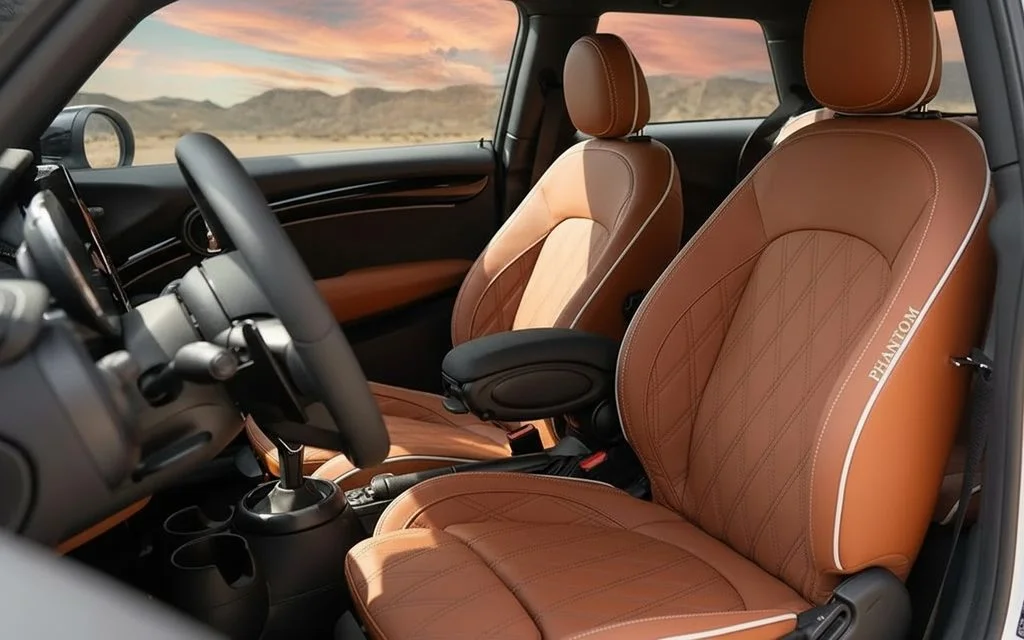 Mini Cooper 2024 leather seats and cabin – rental in Dubai