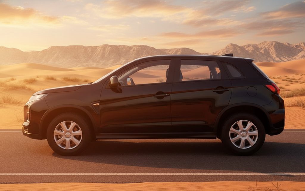 Mitsubishi Asx 2024 Black side profile – rental in Dubai