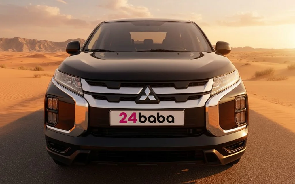 Mitsubishi Asx 2024 Black front view with headlights – rental in Dubai