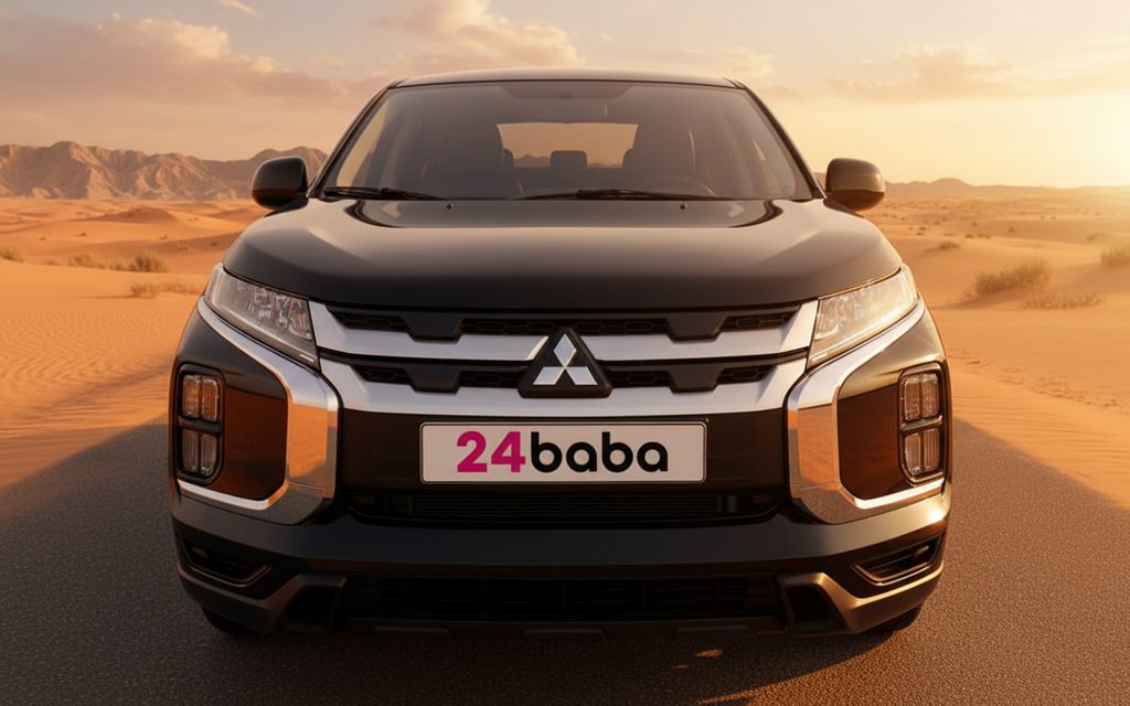 Mitsubishi Asx 2024 Black front view with headlights – rental in Dubai