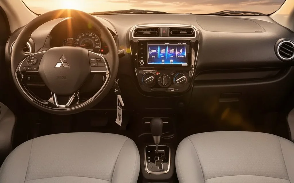 Mitsubishi Attrage 2022 interior view showing trim – rental in Dubai