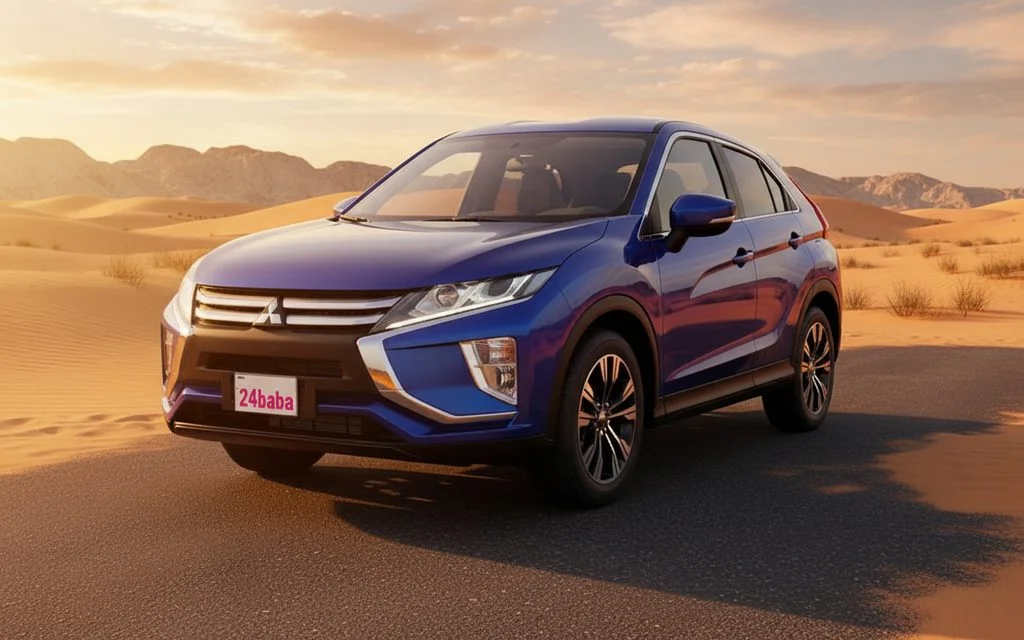 Mitsubishi Eclipse 2020 Blue front view with headlights – rental in Dubai