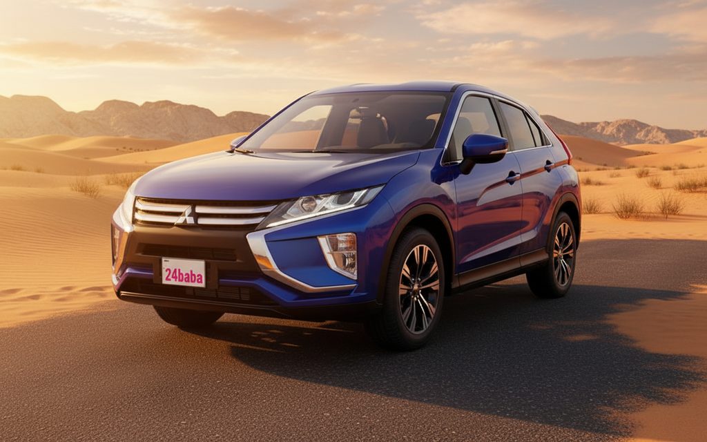 Mitsubishi Eclipse 2020 Blue front view with headlights – rental in Dubai