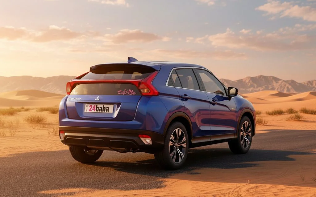 Mitsubishi Eclipse 2020 Blue rear view showing taillights – rental in Dubai