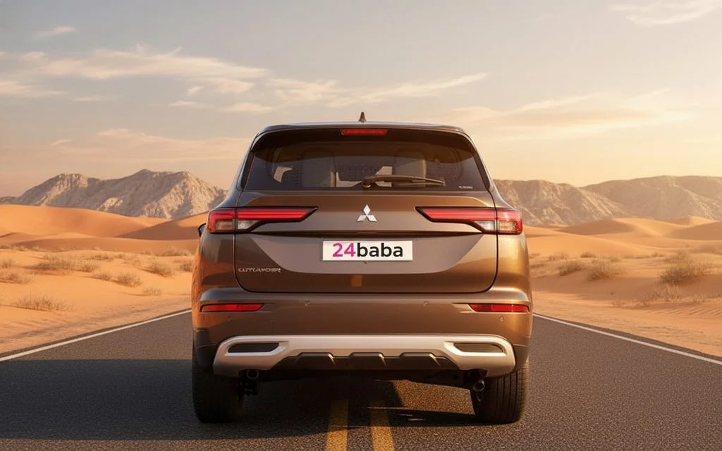 Mitsubishi Outlander 2023 Brown rear view showing taillights – rental in Dubai