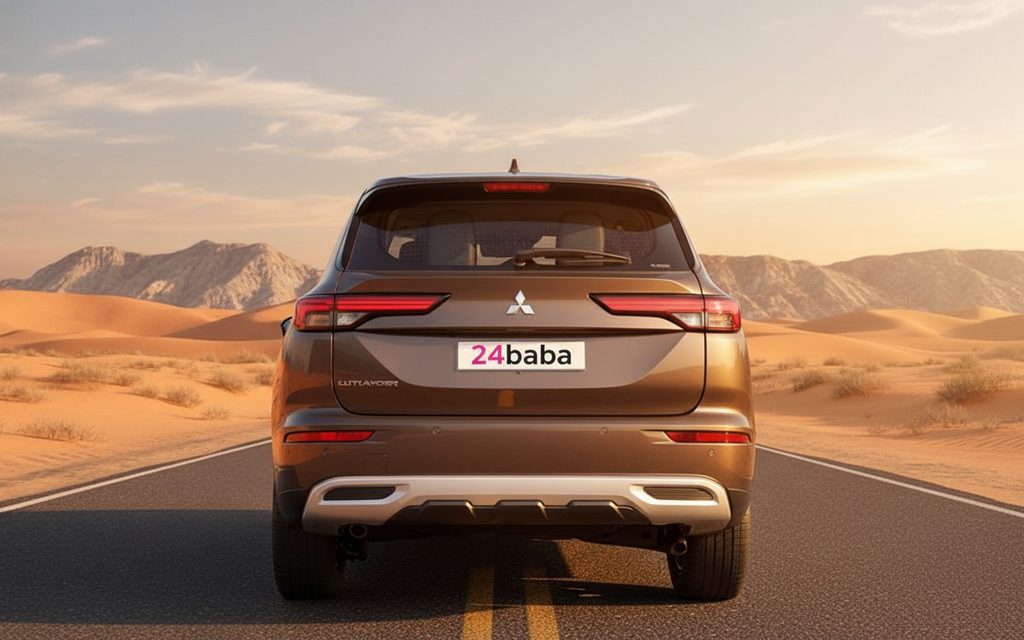 Mitsubishi Outlander 2023 Brown rear view showing taillights – rental in Dubai