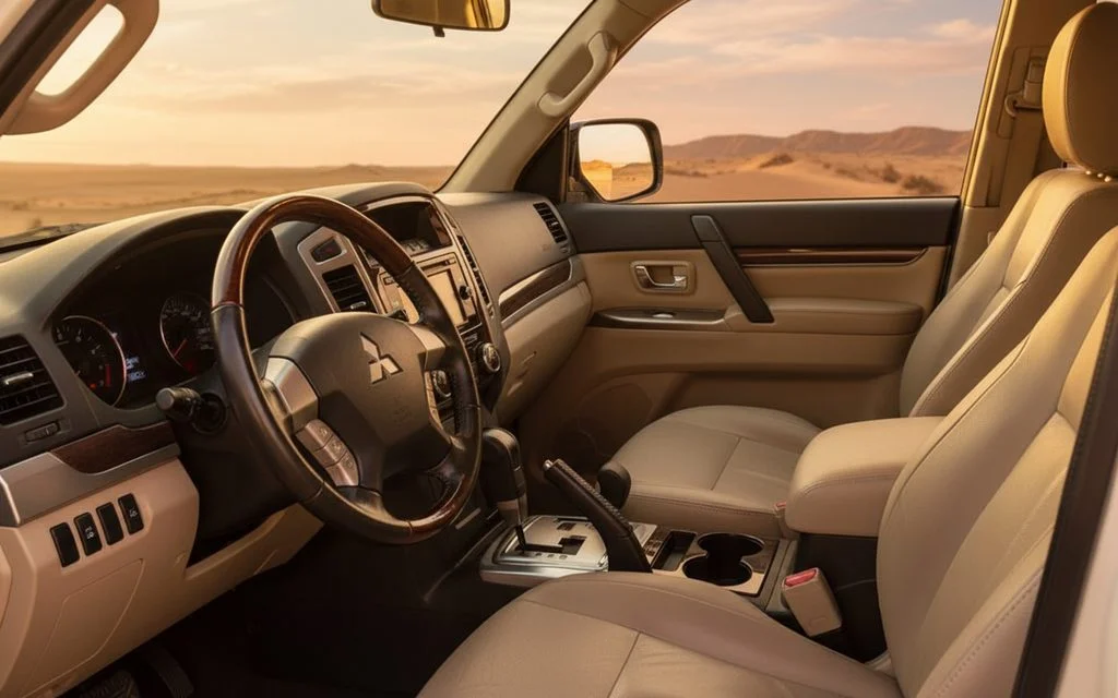 Mitsubishi Pajero 2020 interior view showing trim – rental in Dubai