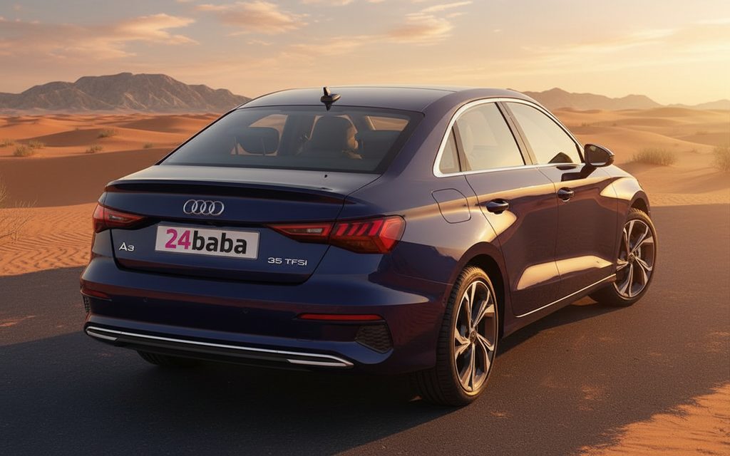 Audi A3 2024 Blue rear view showing taillights