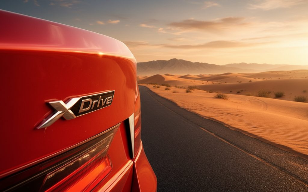 Bmw 330 2020 Red rear view showing taillights – rental in Dubai