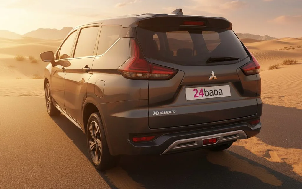 Mitsubishi Xpander 2021 Grey rear view showing taillights – rental in Dubai
