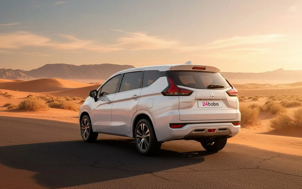 Mitsubishi Xpander 2022 White rear view showing taillights – rental in Dubai