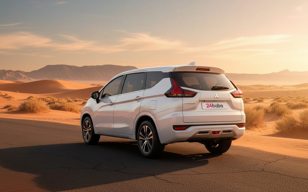 Mitsubishi Xpander 2022 White rear view showing taillights – rental in Dubai