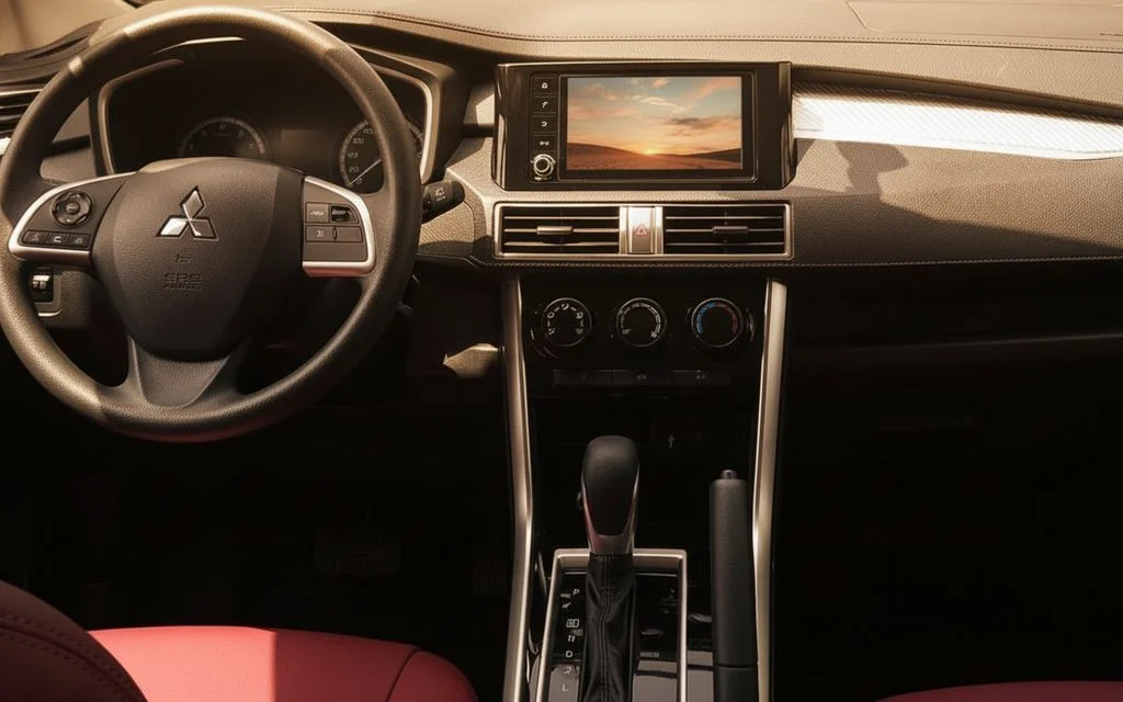 Mitsubishi Xpander 2024 interior view showing trim – rental in Dubai