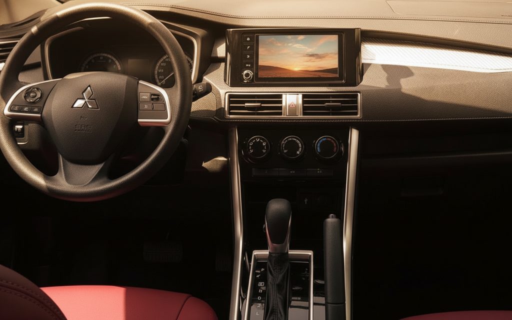 Mitsubishi Xpander 2024 interior view showing trim – rental in Dubai