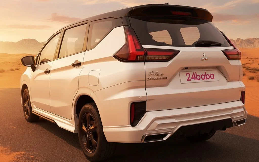 Mitsubishi Xpander 2024 White rear view showing taillights – rental in Dubai