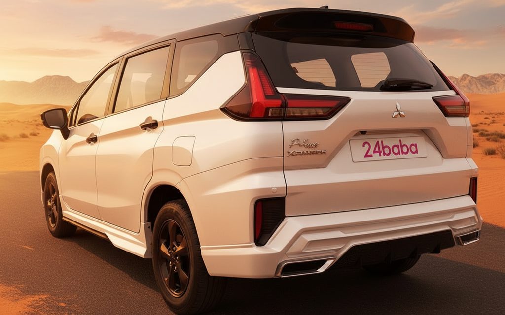 Mitsubishi Xpander 2024 White rear view showing taillights – rental in Dubai