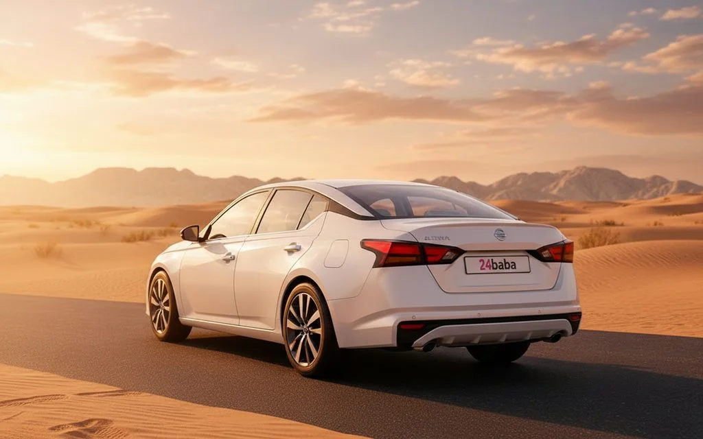 Nissan Altima 2022 White rear view showing taillights