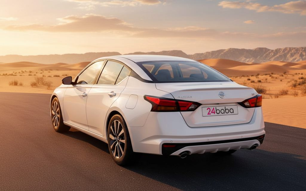 Nissan Altima 2023 White rear view showing taillights