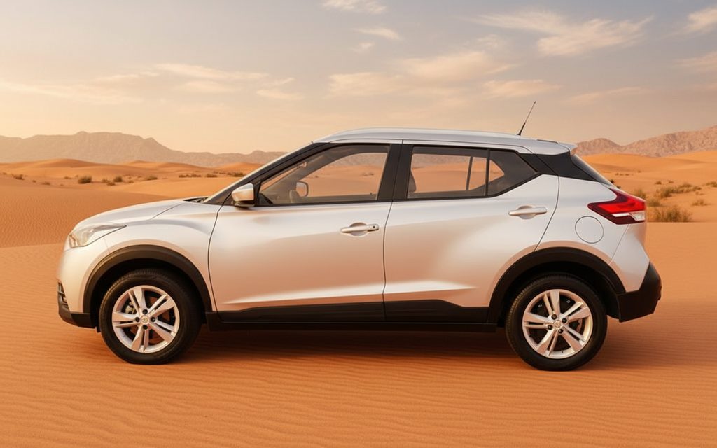 Nissan Kicks 2020 White side profile – rental in Dubai